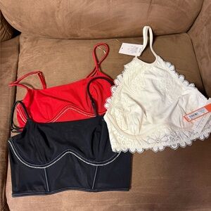 Elegant Women's Lace Bralette Set - Red, Black, and White